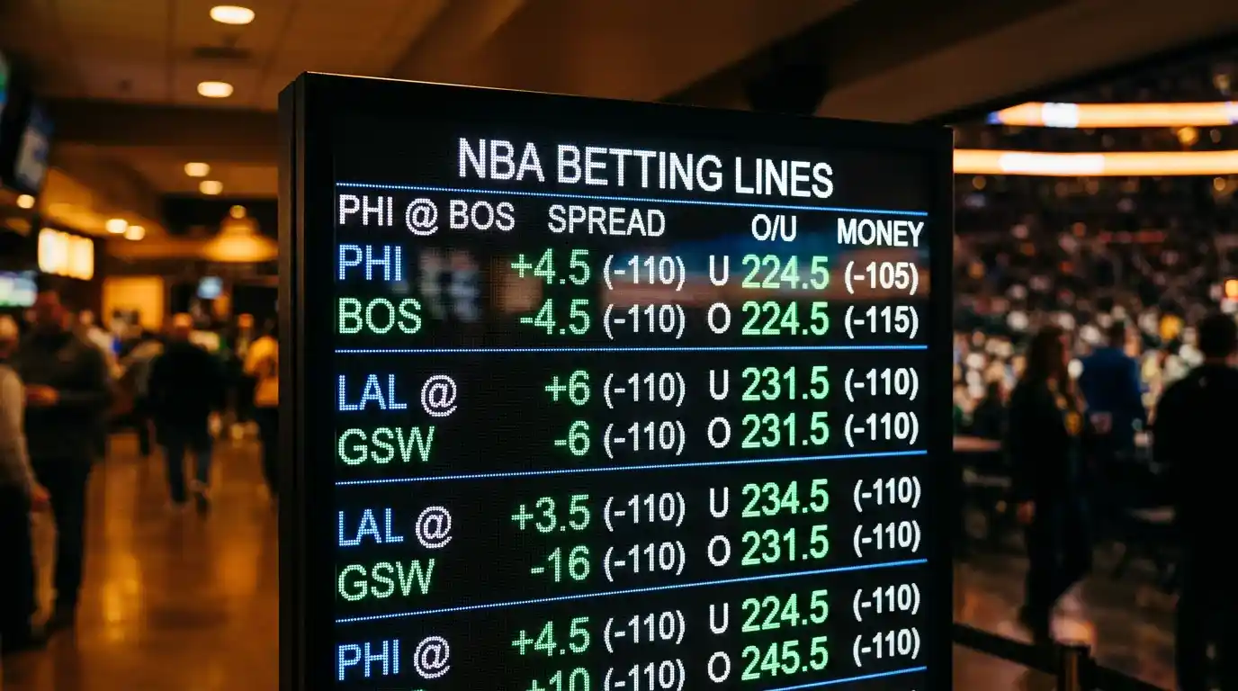 Grafico mostrando a evolução de uma linha de spread ao longo do dia antes de um jogo da NBA