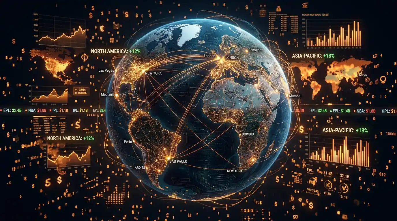 Grafico de crescimento do mercado global de apostas esportivas com barras ascendentes