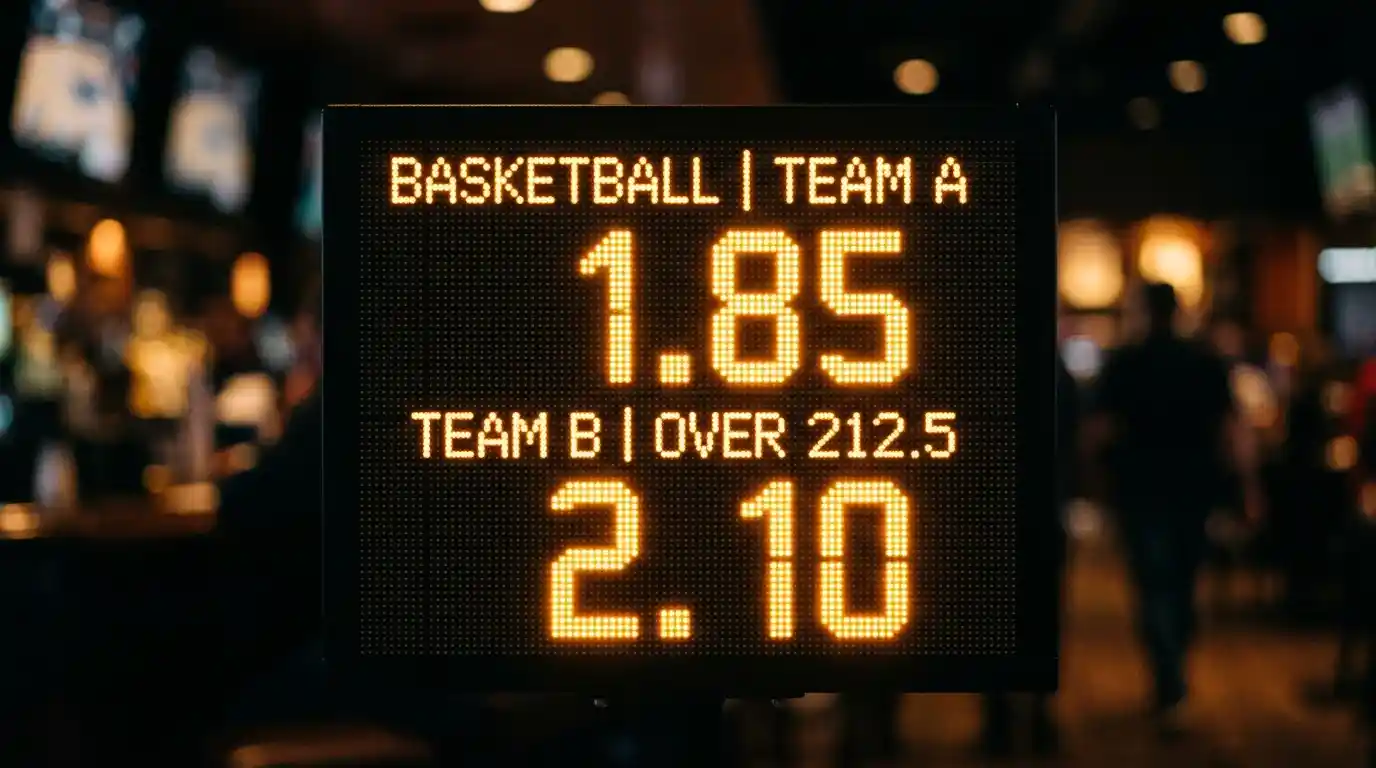 Display digital mostrando odds decimais para jogos de basquete da NBA