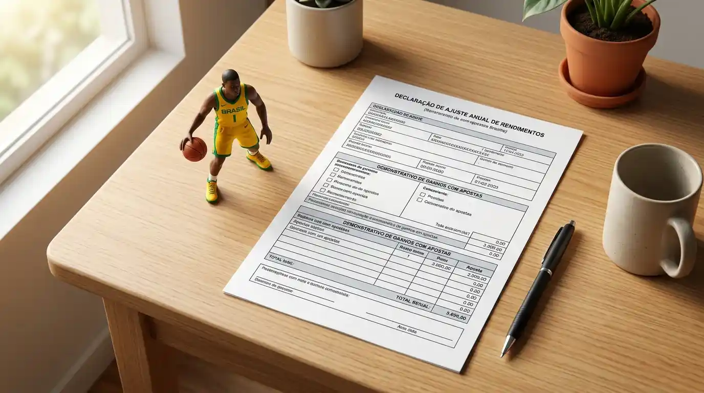 Calculadora com notas de real brasileiro e formulario de imposto de renda